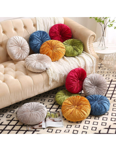 Pack 2 Cojines Redondos de Suelo Verpert Terciopelo Verde