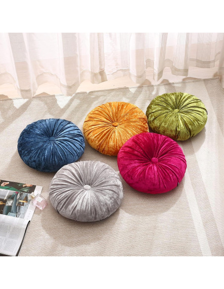 Pack 2 Cojines Redondos de Suelo Verpert Terciopelo Verde