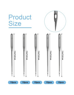 50 Agujas de Máquina de Coser Universales HAX1 - Variadas 65/9 a 110/18 2