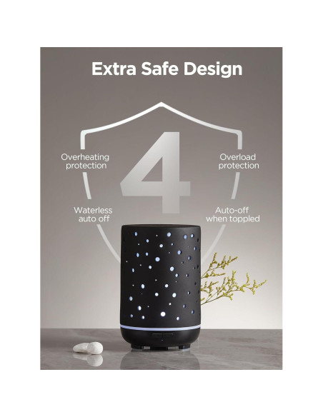 Difusor de Aceite Esencial InnoGear AD15-BR 150ml Cerámica Negra