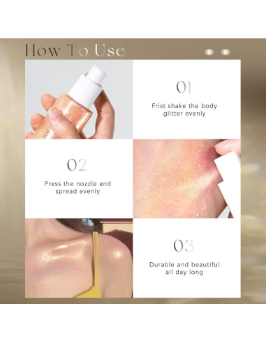 Spray Brillo Corporal HOSAILY 60ML Oro Rosa Hidratante