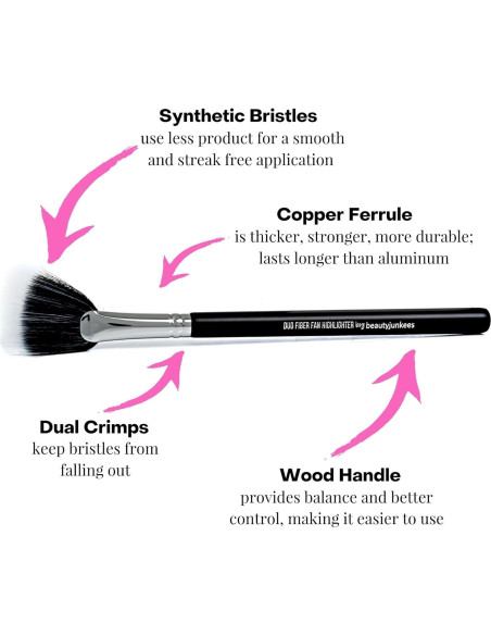Brocha de Maquillaje Fan Highlighter Beauty Junkees 19.8cm