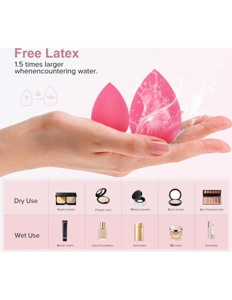 Juego de 3 Esponjas de Maquillaje QIBANHUA Sin Láttex