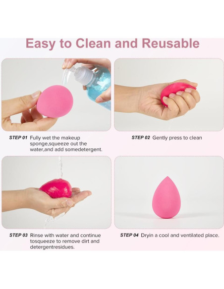 Juego de 3 Esponjas de Maquillaje QIBANHUA Sin Láttex