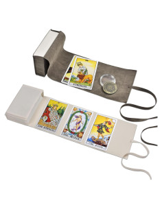 Set de Bolsas de Tarot Knana Terciopelo Gris y Blanco