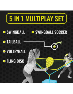 Juego de Tetherball Swingball 5 en 1 - Portátil para Niños y Adultos 2