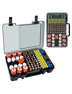 Caja organizadora de baterías Xuerdon con probador - 120+ piezas