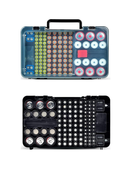 Caja organizadora de baterías Xuerdon con probador - 120+ piezas