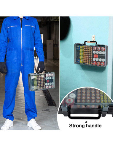 Caja organizadora de baterías Xuerdon con probador - 120+ piezas