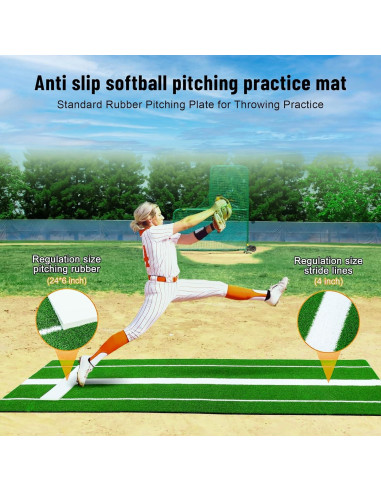 Alfombra de Lanzamiento de Softbol Awjaisca 91.5x305 cm Antideslizante