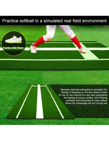 Alfombra de Lanzamiento de Softbol Awjaisca 91.5x305 cm Antideslizante