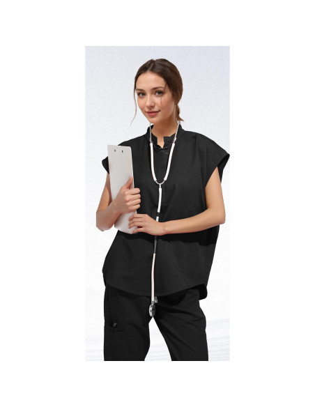 Conjunto de Scrubs para Mujeres Eadflie - Top Sin Mangas y Pantalones Jogger 8 Bolsillos