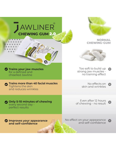 Chicle duro Jawliner para mandíbulas fuertes - Jengibre Lima