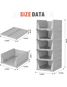 Cajones de Almacenamiento Apilables Neprock 5L Gris 2