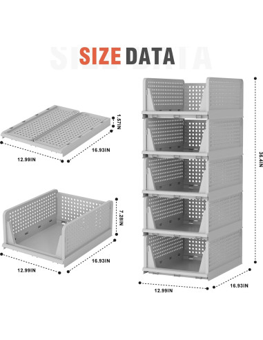 Cajones de Almacenamiento Apilables Neprock 5L Gris
