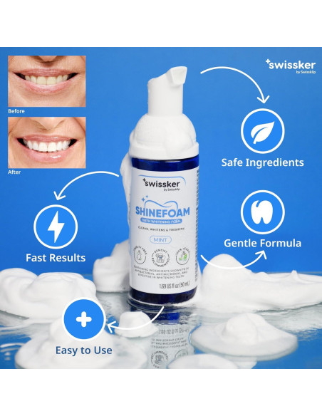 Espuma Blanqueadora de Dientes Swissklip ShineFoam 3x47.9g