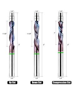 Bit de Fresado de Carburo Ganzoom 1/4" Corte Descendente 2