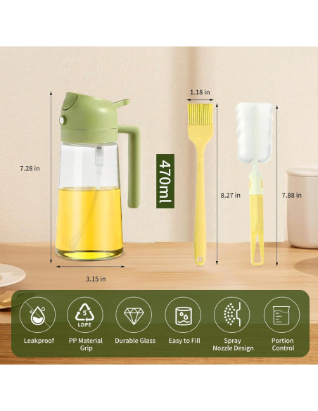 2 Piezas Dispensador de Aceite de Oliva PLAPITATE 470ml