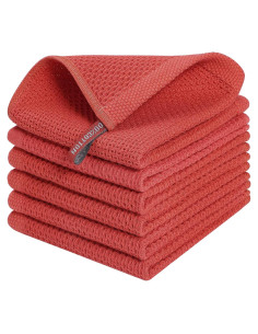 Kitinjoy Paños de Cocina 100% Algodón 6 Piezas 30x30 cm Rojo