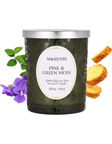 Vela Aromática M&SENSE Pino y Musgo 510g Cera de Soja