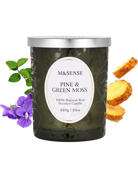 Vela Aromática M&SENSE Pino y Musgo 510g Cera de Soja