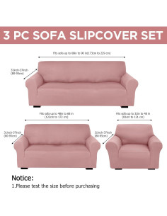 Juego de Fundas para Sofá Peryiter 3 Piezas Rosa Claro 2