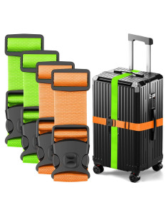 Correas de Equipaje BILIONE Ajustables 2.2m 4 Unidades Neón