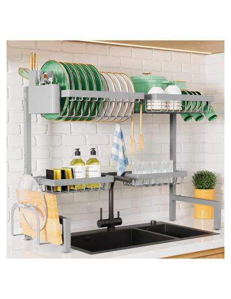 Estante de Secado de Platos Kitsure Ajustable 76-86 cm Gris