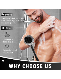 Paquete de 2 cepillos de ducha VWMYQ con mango largo 43 cm 2