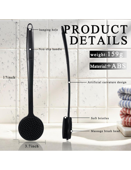 Paquete de 2 cepillos de ducha VWMYQ con mango largo 43 cm