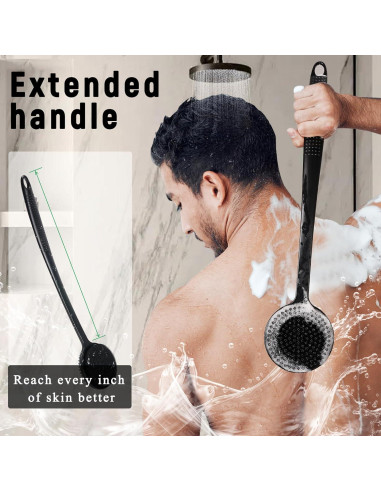 Paquete de 2 cepillos de ducha VWMYQ con mango largo 43 cm