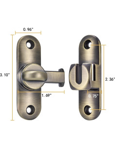2 Pestillos de Puerta de Granero INIRET Bronce 90/180 Grados 2