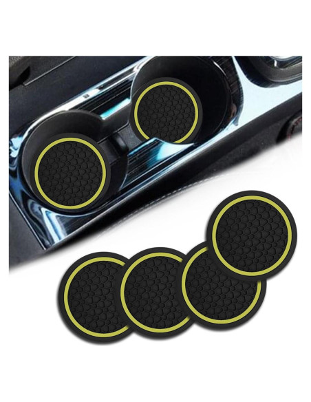 4 Posavasos Antideslizantes Couslcd para Coche Amarillo 6.99 cm