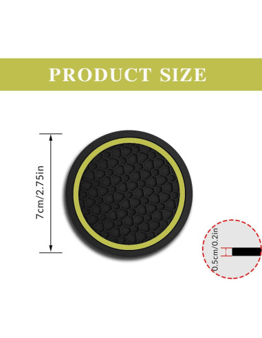 4 Posavasos Antideslizantes Couslcd para Coche Amarillo 6.99 cm