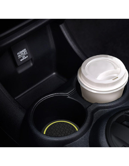 4 Posavasos Antideslizantes Couslcd para Coche Amarillo 6.99 cm