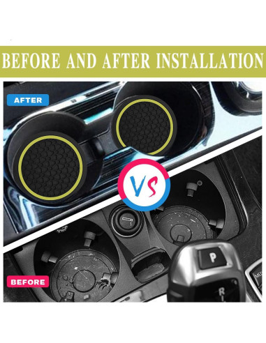 4 Posavasos Antideslizantes Couslcd para Coche Amarillo 6.99 cm