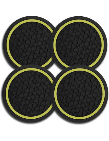 4 Posavasos Antideslizantes Couslcd para Coche Amarillo 6.99 cm