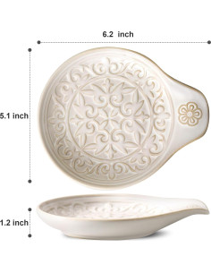 Soporte de Cucharas de Cerámica Howise Blanco Floral 12.7cm 2