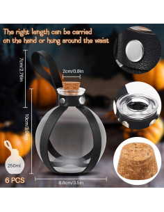 Botellas de Poción de Vidrio Patelai 6 Pcs 250 ml Halloween 2