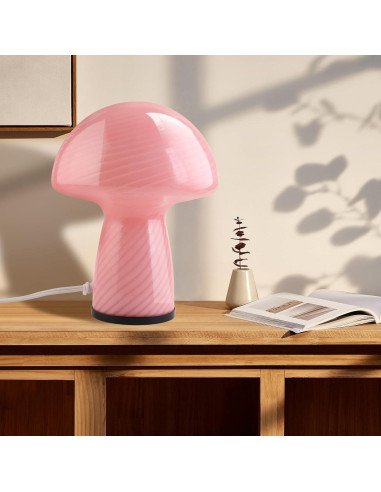 Lámpara de mesa regulable Notoc estilo hongo rosa 17.78cm