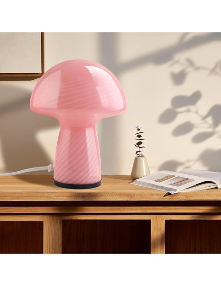 Lámpara de mesa regulable Notoc estilo hongo rosa 17.78cm