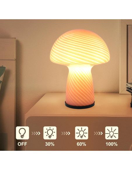 Lámpara de mesa regulable Notoc estilo hongo rosa 17.78cm