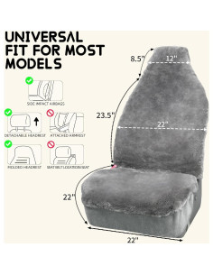 Cubierta de Asiento de Piel de Oveja Aegis Gris Universal 2