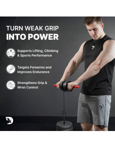 Fortalecedor de Antebrazo DMoose Fitness 2 en 1 con Rodillo 2