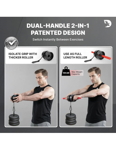 Fortalecedor de Antebrazo DMoose Fitness 2 en 1 con Rodillo