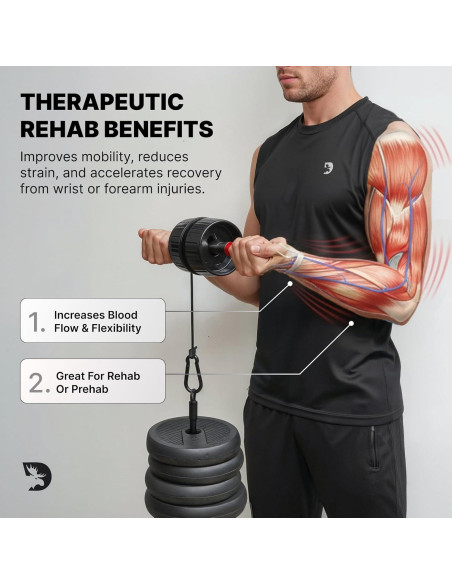 Fortalecedor de Antebrazo DMoose Fitness 2 en 1 con Rodillo