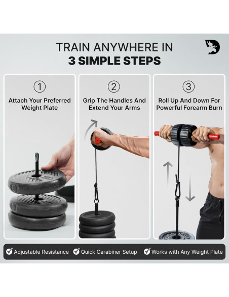 Fortalecedor de Antebrazo DMoose Fitness 2 en 1 con Rodillo