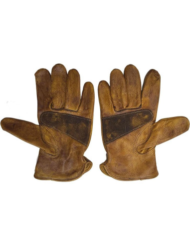 Guantes de Cuero de Motocicleta ZILON Vintage Marrón XXL