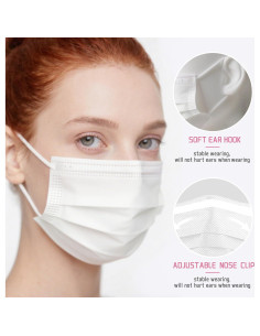 Mascarillas Desechables Blancas NNPCBT 100 Unidades 3 Capas 2