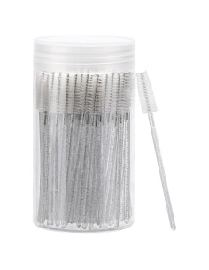 100 Cepillos de Pestañas Desechables Tbestmax con Contenedor Blanco